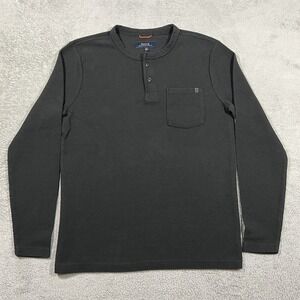 Roark Companion Thermal Shirt Mens Medium Black Henley Long Sleeve Pocket